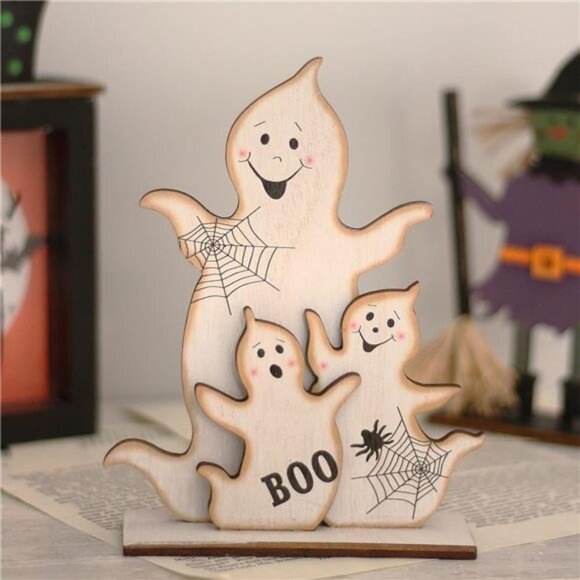 5pcs Halloween Wooden Decorations, Halloween Tabletop Centerpiece - Picture 6 of 7
